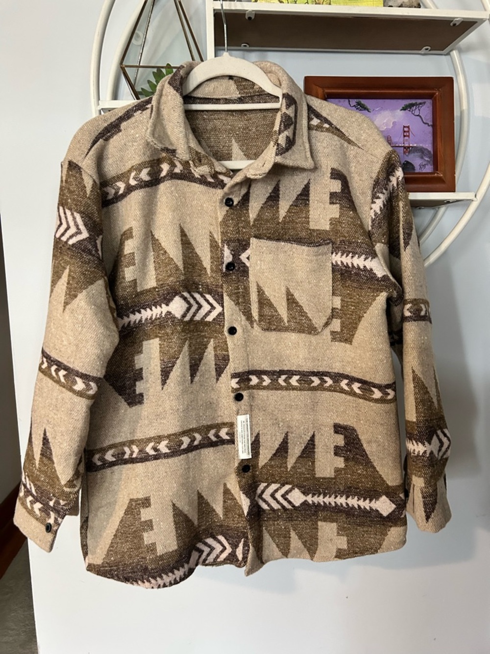 The Groovy Colorsstand Men’s Medium? Brown Tan Aztec Flannel Button Up Shirt